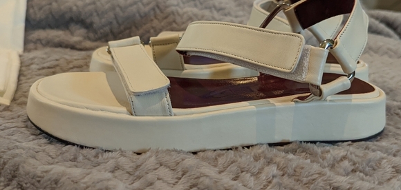 🆕 SOLD Staud Women's White Liz Leather Platform Sandals Size 37 Off White - Picture 8 of 9